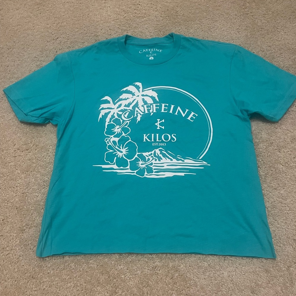 Caffeine and Kilos Crop Shirt Fitboxx Edition. Size Small Brand New, never warn